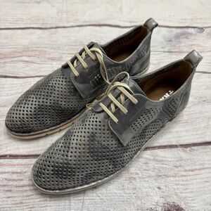 Trask Lena Perforated Camo Suede Sneakers Silver Metallic Mesh Size 10 nwot